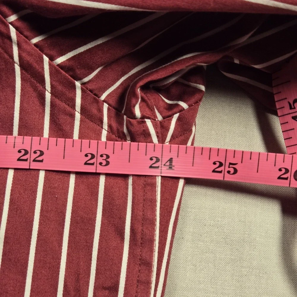 Axxess Red Stripe Egyptian Cotton Modern Fit Button-Down Shirt XL, No Size Tag